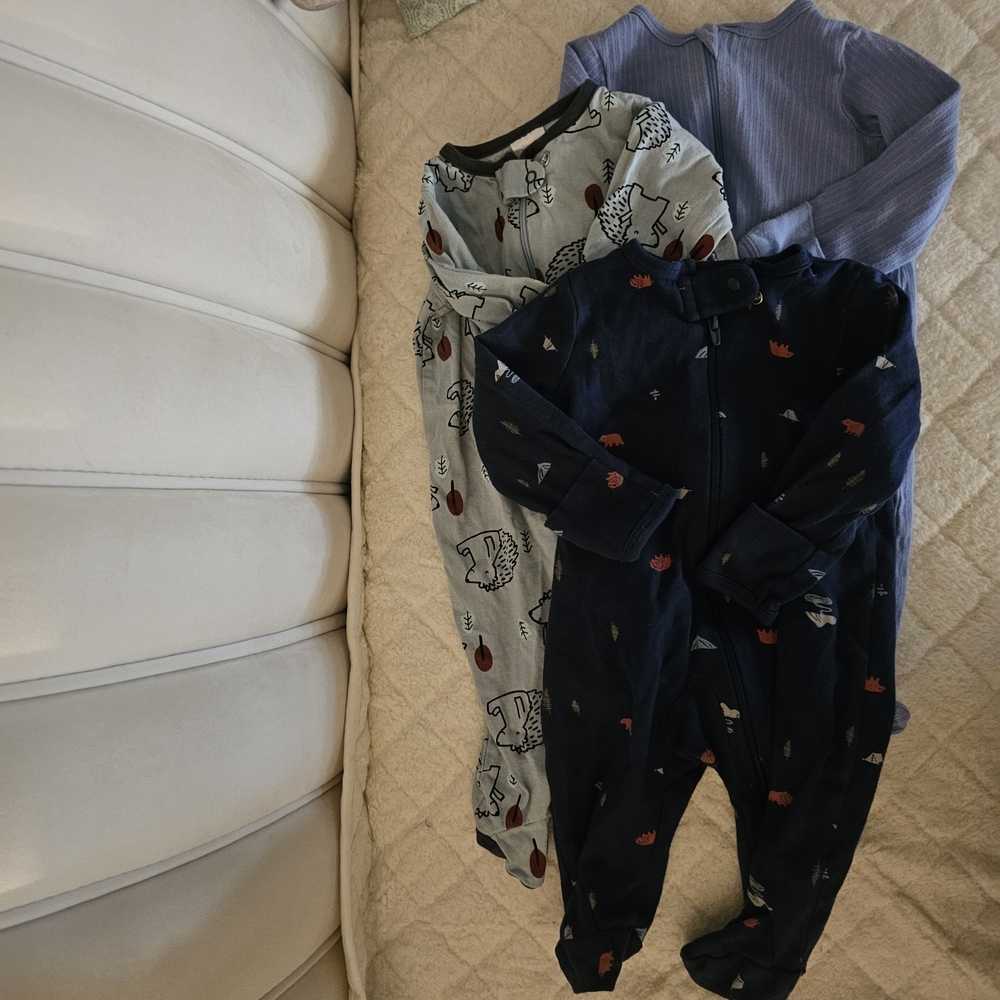 Multiple Brands Kids One Piece Footies - Blue and Gray